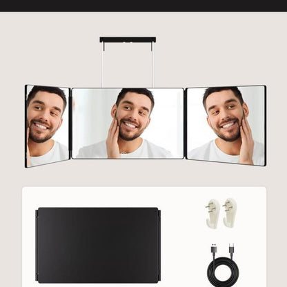 Adjustable LED Light 3-Way Mirror – Portable Trifold 360° Grooming Mirror